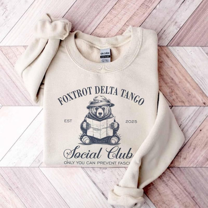 Foxtrot Delta Tango Shirt, Social Club Bear Shirt, Anti Facism tee, foxtrot delta tango bear, Anti Republican shirt,...