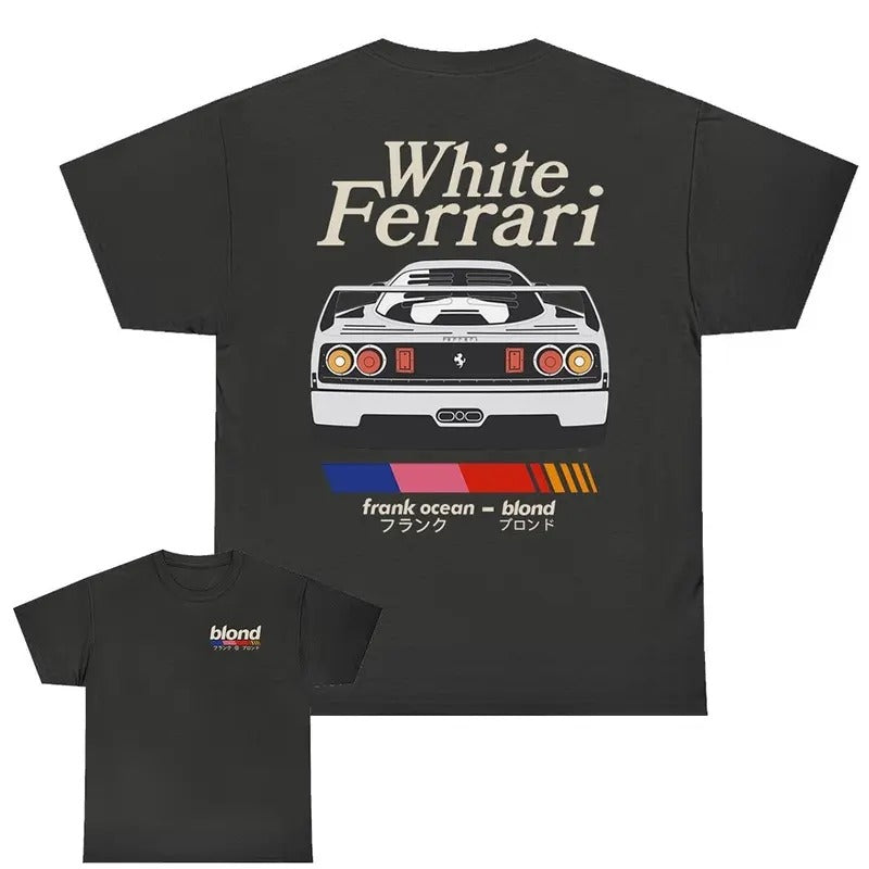 Fraank Ocean Bloond White Feerrari Both Sides Unisex T-Shirt Fabric Menswear Hoodie, Sweatshirt | UrbanDripWear.com