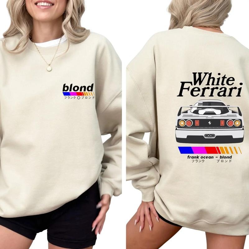Frank Ocean White Ferrari Sweatshirt, Unisex Men's Women's Hoodie | Size S - 3XL Classic Menswear T-Shirts