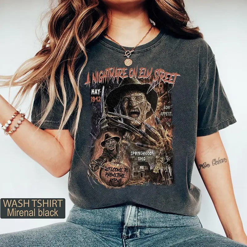 Freddy Krueger Shirts, Horror Movie Tee, Horror Graphic Tee, Scary Movie Shirts, Nightmare on Elm Street Shirts,...