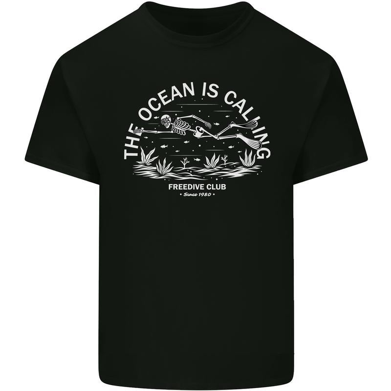 Freediving Funny Skull Scuba Diving Diver Mens Cotton T-Shirt Tee Top Made in USA Hoodie, Sweatshirt | UrbanDripWear.com