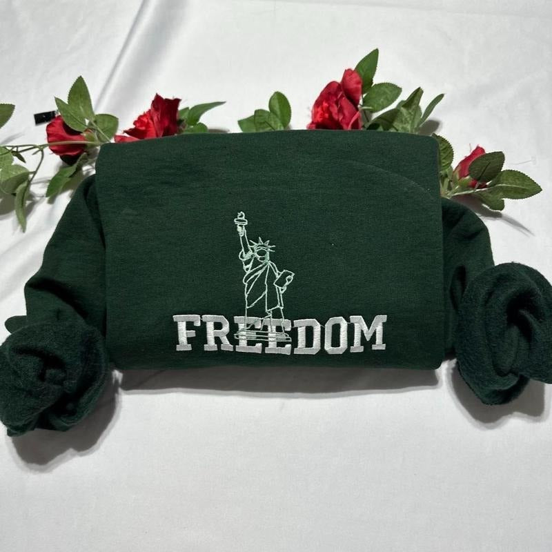 Freedom Statue of Liberty embroidered sweatshirt T-Shirts, Hoodie | UrbanDripWear.com