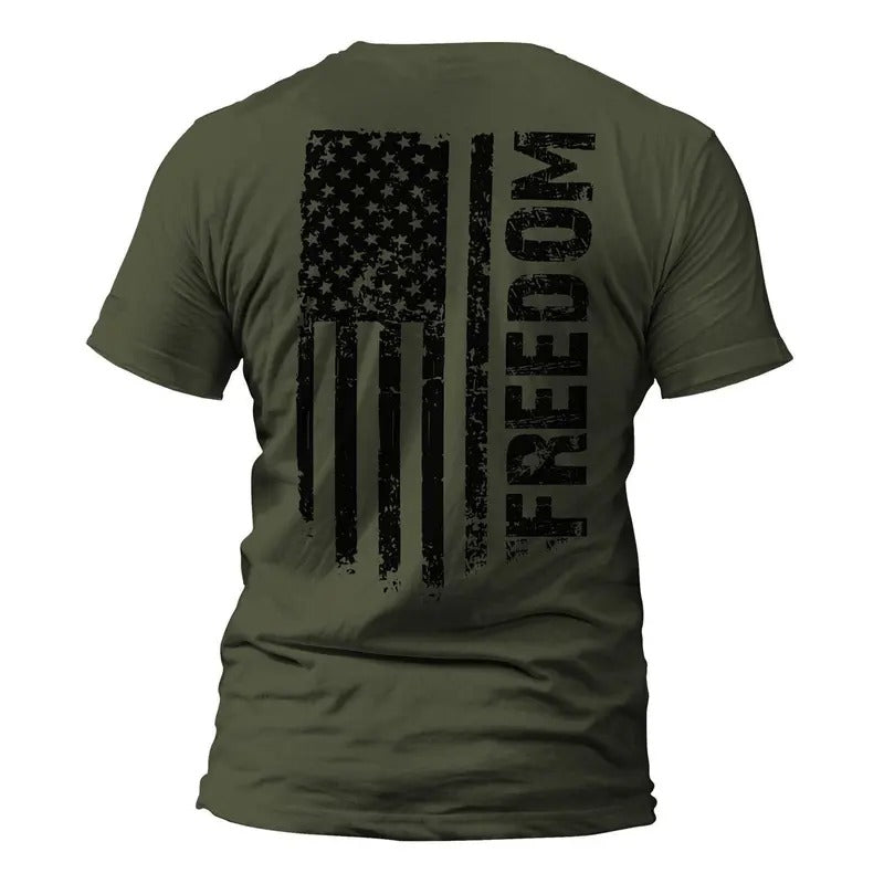 Freedom USA Distressed Flag Back Print T-Shirt Casual Crewneck Hoodie, Sweatshirt | UrbanDripWear.com