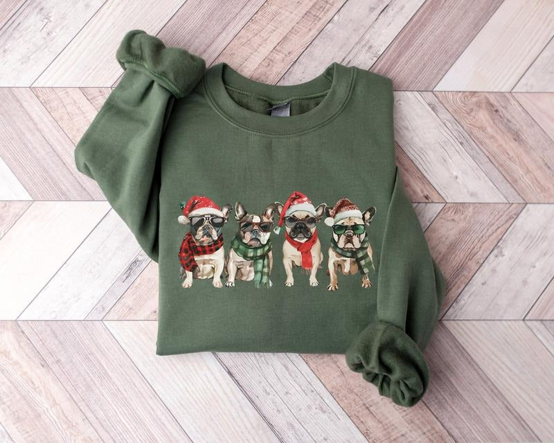 French Bulldog Christmas Sweatshirt, Dog Lover Gift, Holiday Sweaters, Christmas French Bulldog Shirt, Christmas...