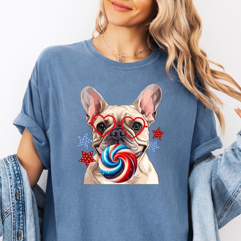 French Bulldog July 4th Dog Shirt ~ Unisex Apparel Relaxed Fit Printed In The USA Clothing Womenswear Casual Comfort...