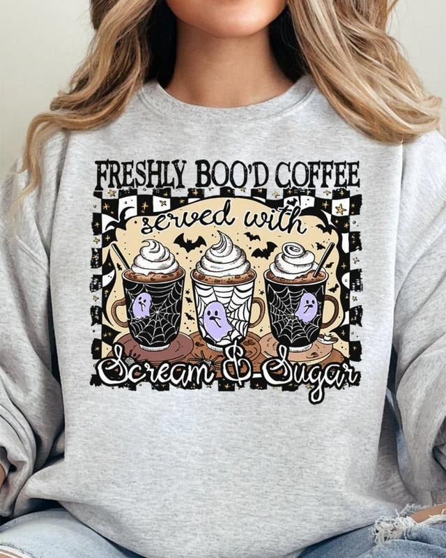Freshly Boo'd Coffee Heavy-weight Crew Sweatshirt FALL NURSING T-Shirts, Hoodie | UrbanDripWear.com