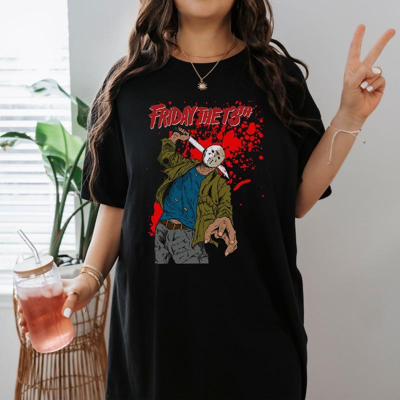 Friday the 13th Shirt Jason Voorhees Horror Haloween Movie Shirt Horror Character Shirt Trick Or Treat Shirt Halloween...