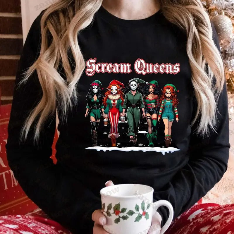 Friends Horror Christmas Sweater, Merry Creepmas Sweatshirt, Christmas Movie, Horror Friend, Horror Slashing, Characters...