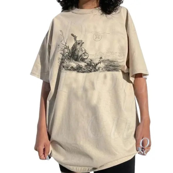 Frog Guitar 90s Retro Shirt, Vintage Frog 2000s Graphic T-Shirt, Cute Funny Toad Tee, Frog Lovers Unisex Cotton Tee, Y2k,...