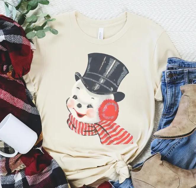 Frosty Snowman T-shirt Christmas Vintage Tee Frosty Xmas Tshirt Snowman Retro T-shirt Xmas Vibes Tshirt Frosty Christmas...