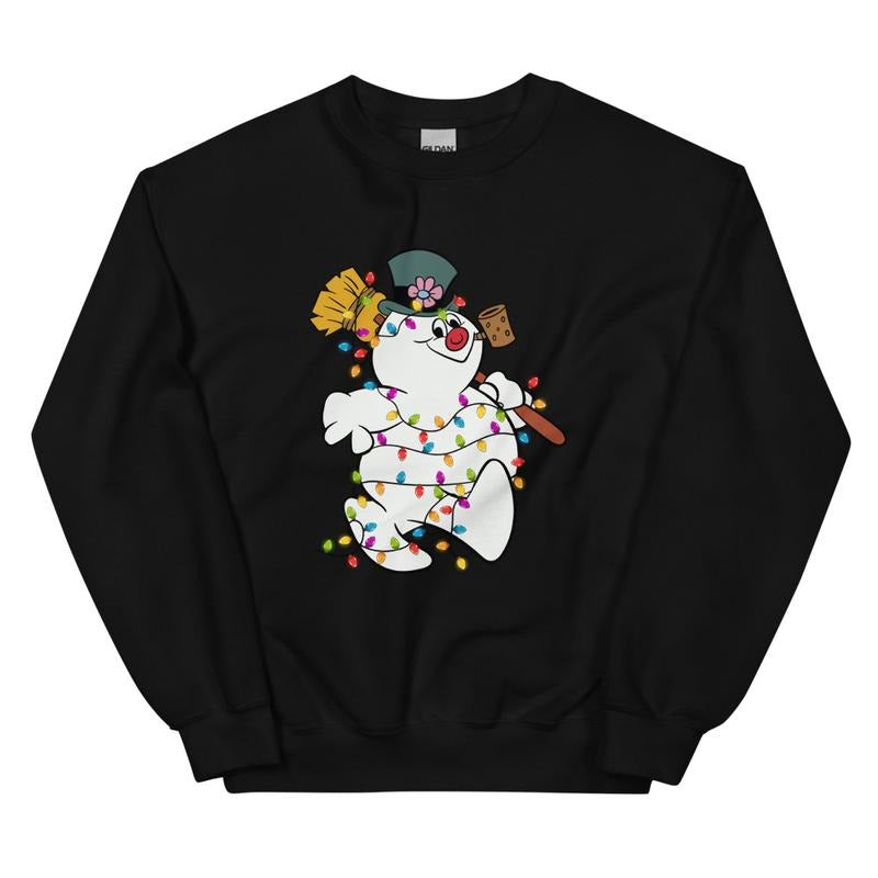 Frosty the Snowman Crewneck, Christmas Sweatshirt, Winter Season Graphic, Casual Cotton Crewneck, Polyester, Oversized...