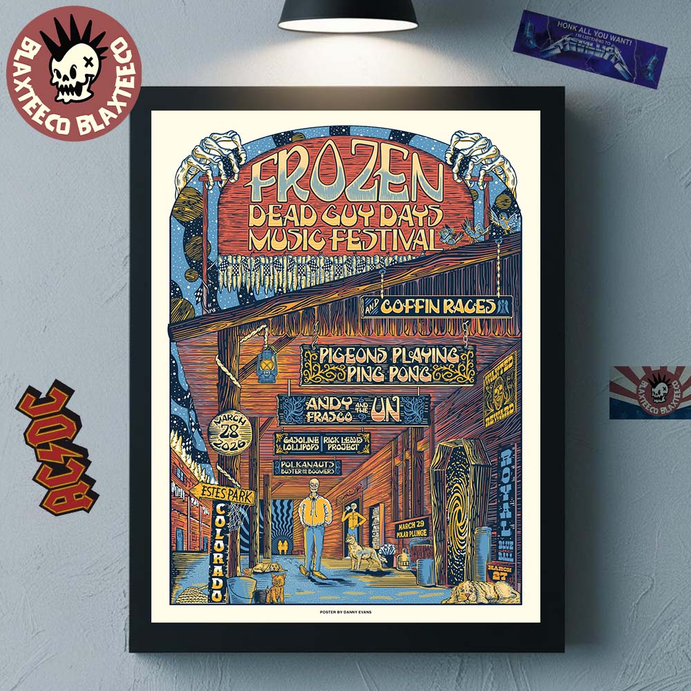 Frozen Dead Guy Days Music Festival 2026 Official Poster In Estes Park Colorado On March 28 2026 Lineup Home Decor Poster Canvas