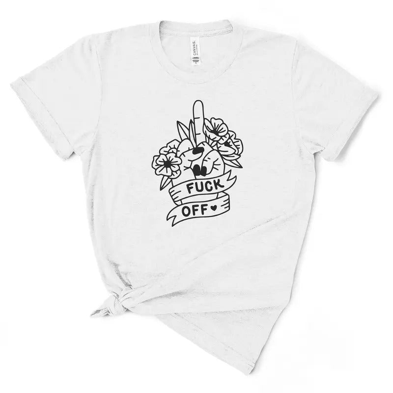 Fuck Off Floral Middle Finger TShirt Hoodie, Sweatshirt | UrbanDripWear.com