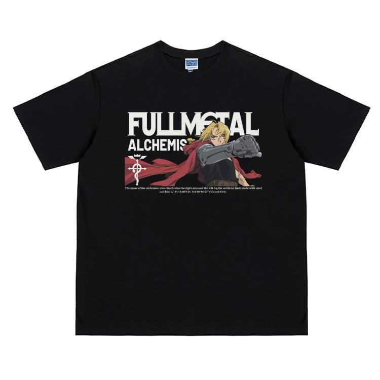 Fullmetal Alchemist "Edward Elric" Vintage Oversized Tee Anime T-shirt 100% Cotton Original Design Men's Top Streetwear...