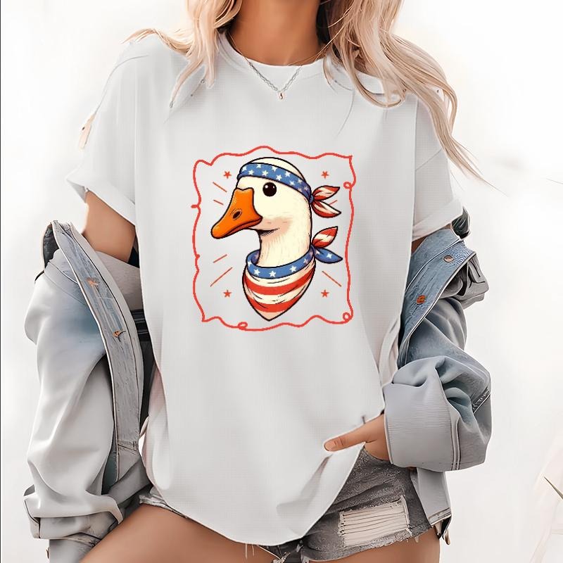 Fun - Loving Patriotic T - Shirt, Showcasing a Quirky Goose in American