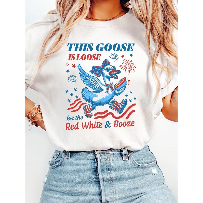 Fun - filled USA T - Shirt: Celebrate with a Quirky Goose and Patriotic Vibes Hoodie, Sweatshirt | UrbanDripWear.com