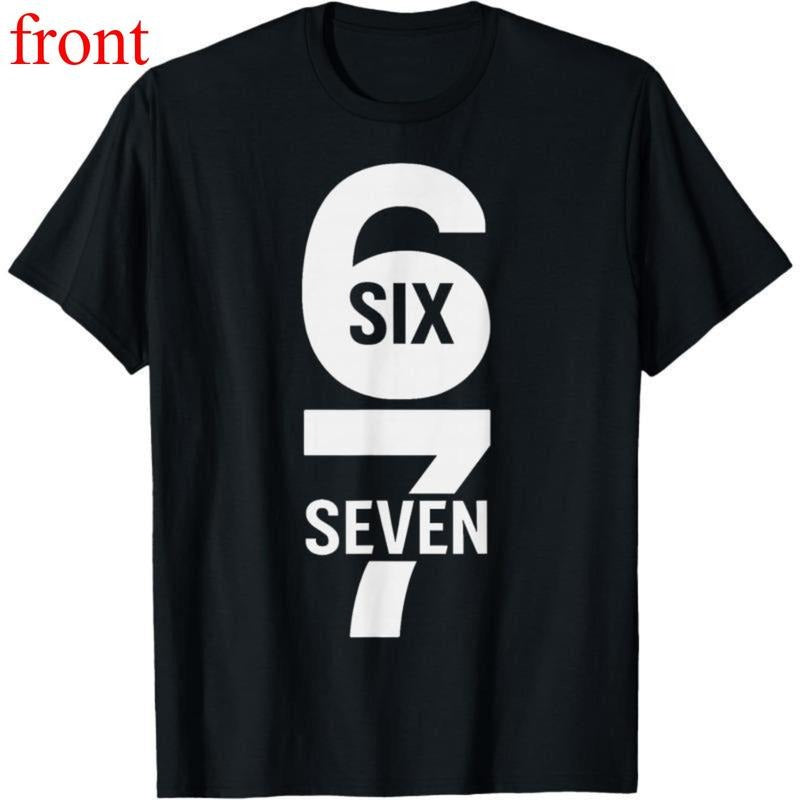 Fun Six Seven 6 7 Meme Design 6 7 T-Shirt, Casual Round Neck Design Graphic Tees Streetwear Black Casual Tops for Men...