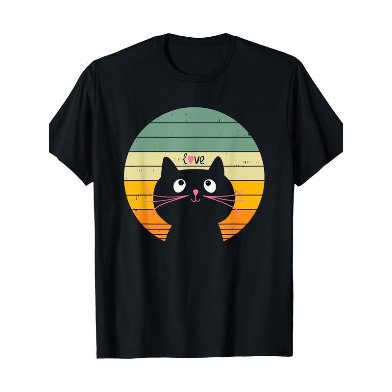 Fun and cute Retro Sunset Retro style Cat Love T-shirt -100% cotton Made in USA Hoodie, Sweatshirt | UrbanDripWear.com
