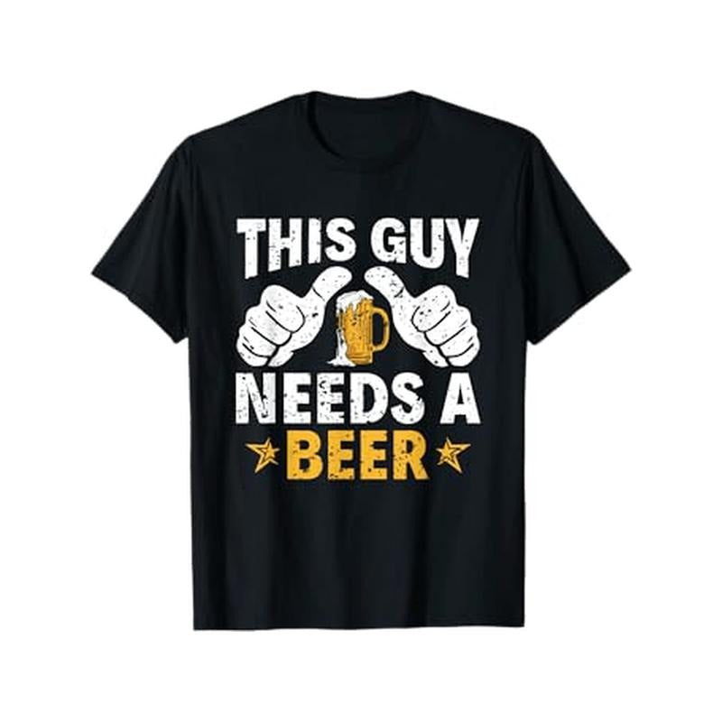 Funny 'This Guy Needs a Beer' Graphic Tee - 100% Cotton, Breathable & Soft, Perfect for All Seasons - Men's Casual...