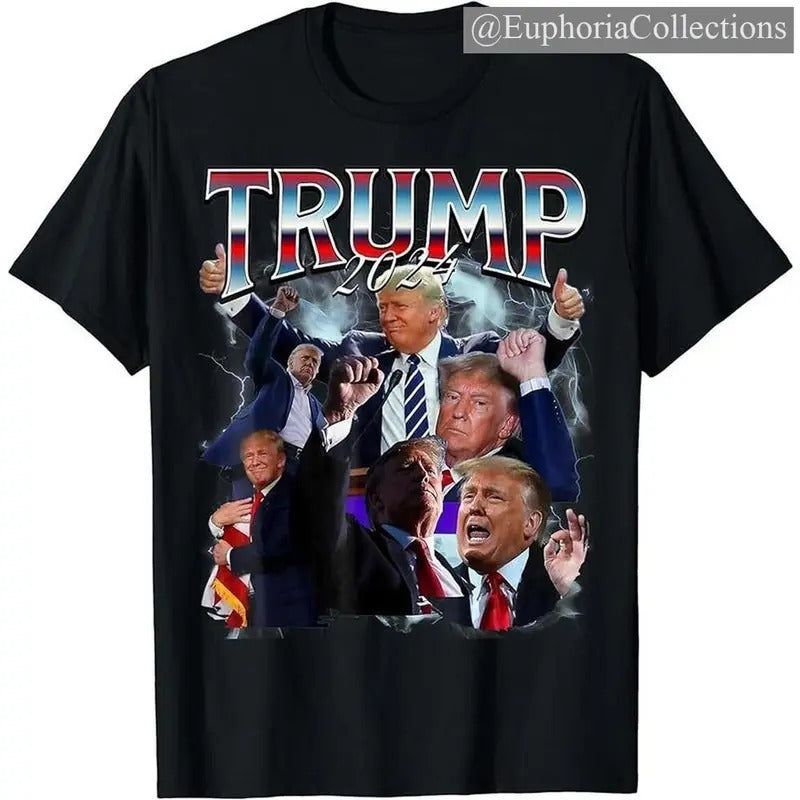 Funny #Trump 2024 Campaign 90s Trendy Bootleg Style Men Women T-Shirt, Gift Trending , Retro Chic Tee Hoodie, Sweatshirt