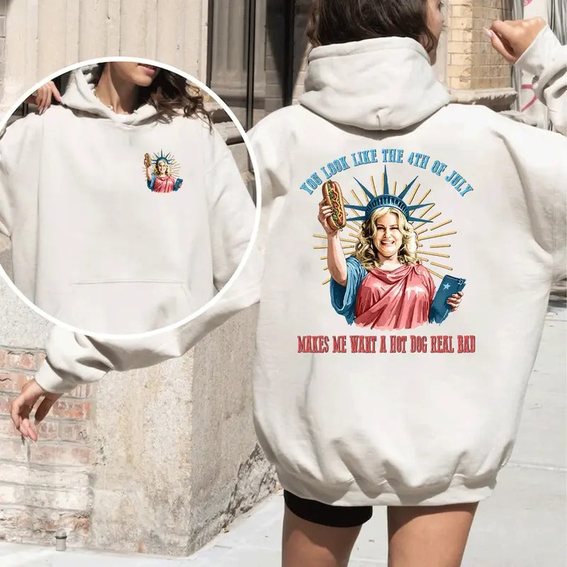 Funny 4th July Shirt, Hot Dog Lover Shirts, You Look Like The 4th Of July Makes Me Want A Hot Dog Real Bad Shirt,...