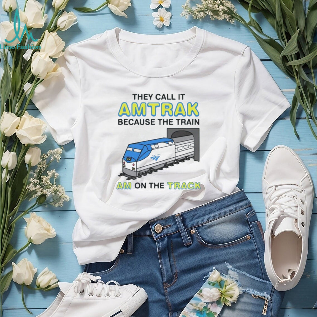 Funny Amtrak Train Am On The Track Pun White Graphic T Shirt