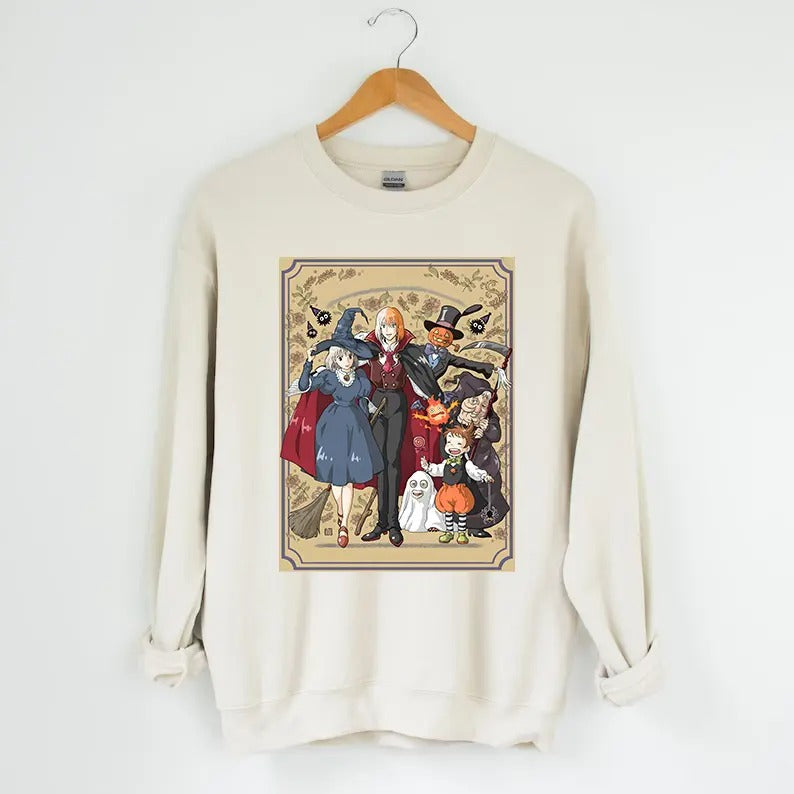 Funny Anime Halloween Sweatshirt, Howls Moving Castle, Howl And Sophie, No text T-Shirts, Hoodie | UrbanDripWear.com