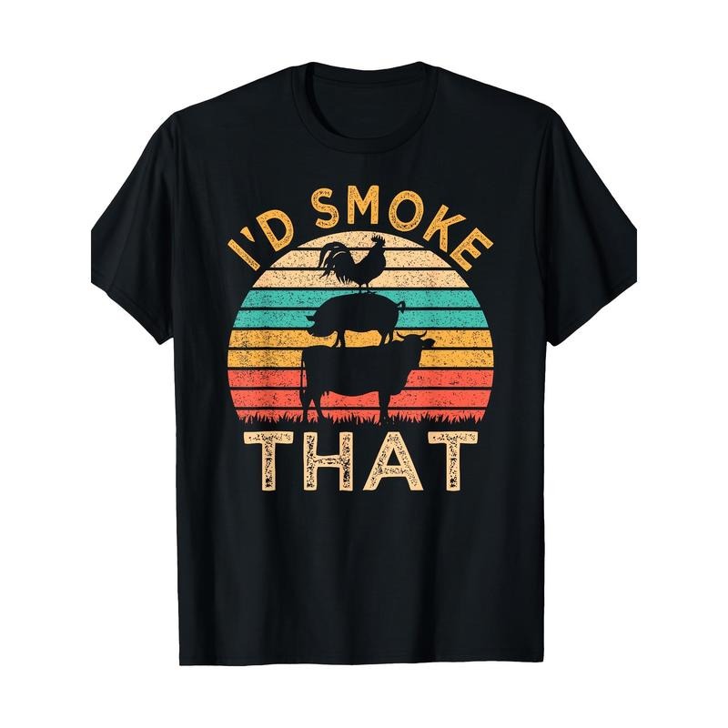Funny BBQ I'd Smoke That Barbecue Retro Grilling T-Shirt 100%Cotton - 220g made in usa Hoodie, Sweatshirt | UrbanDripWear.com