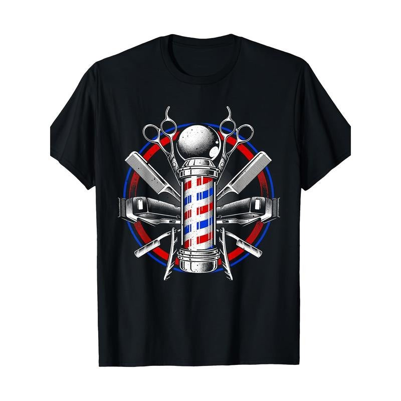Funny Barber Gift For Men Barbershop Pole Tools Hairstylist T-Shirt - Made in USA Hoodie, Sweatshirt | UrbanDripWear.com