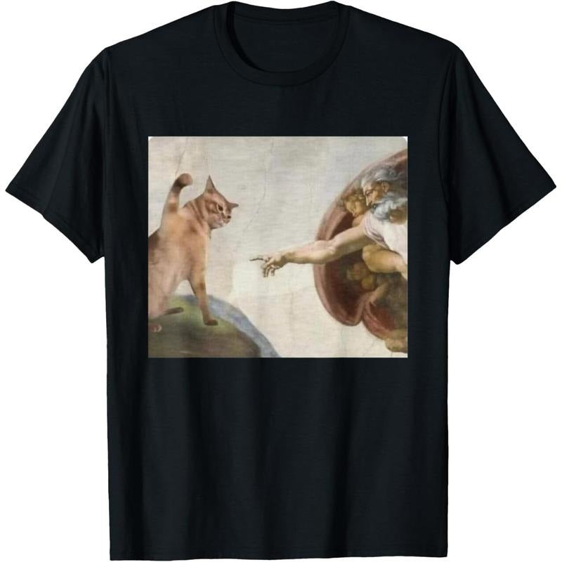 Funny Cat God Creation of Adam meme michelangelo jesus art T-Shirt Hoodie, Sweatshirt | UrbanDripWear.com