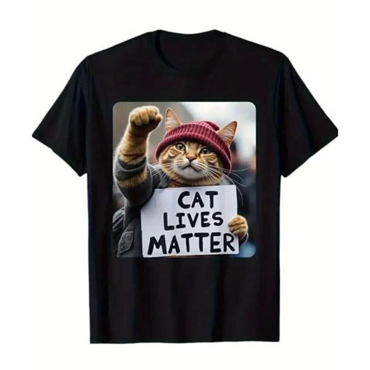 Funny Cat Graphic Cotton T-Shirt - Breathable, Stretchy,  Crew Neck Tee for All Seasons, Meme Graphic T-Shirt, Menswear...