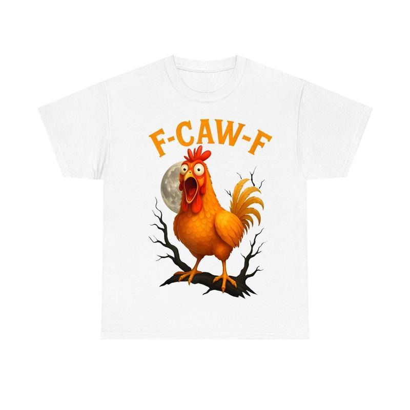 Funny Chicken F-CAW-F Rooster Moon Howling Parody TShirt, Farm Animal Graphic Tee, Trendy Casual Streetwear Top Hoodie,...