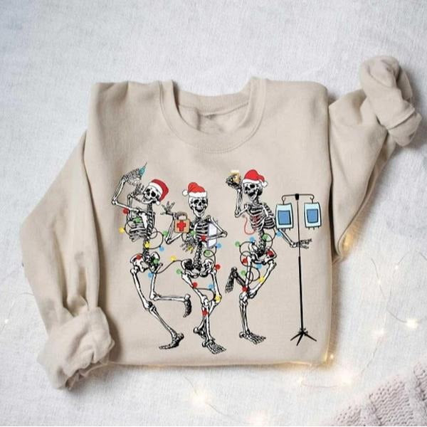 Funny Christmas Nurse Sweatshirt T-Shirt, Skeleton Nurse Dance Shirt, Holiday Skeleton Nurse Sweatshirt T-Shirt, Nurse...