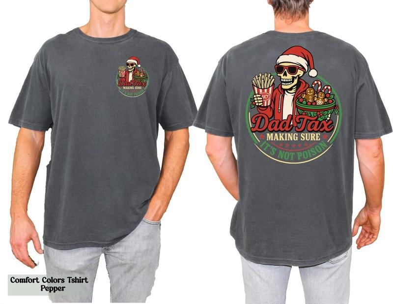 Funny Christmas Santa Skeleton Dad Tax Shirt, Dad Holiday Tee, Funny Dad Gift, Candy Lover Christmas Shirt, Bonus Dad...