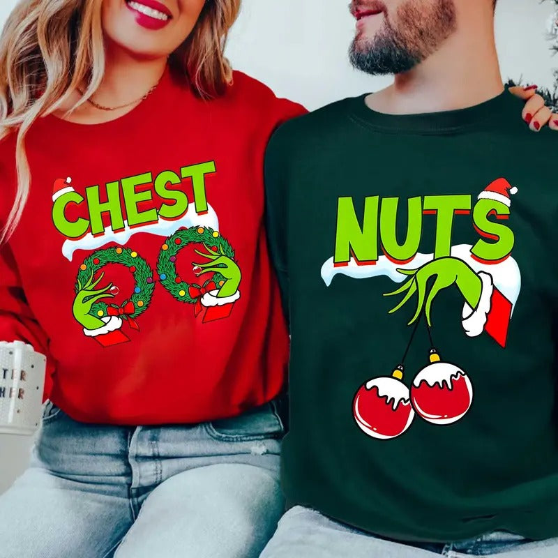 Funny Couple Matching Shirts, Cute vintage Christmas Sweatshirt T- Shirt Hoodie, items 90s Xmas movie | UrbanDripWear.com