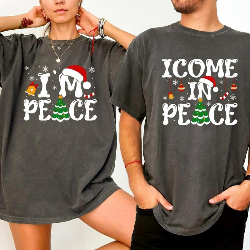 Funny Couple Ugly Christmas Shirt, I Come In Peace Shirt, I'm Peace Shirt, Dirty Couple Humor Shirt, Christmas Meme Shirt...