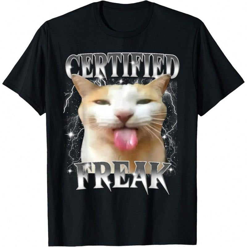 Funny Cursed Silly Cat Meme T-Shirt, Certified Freak Eat Cement Cat T-Shirt Unisex Hoodie, Sweatshirt | UrbanDripWear.com