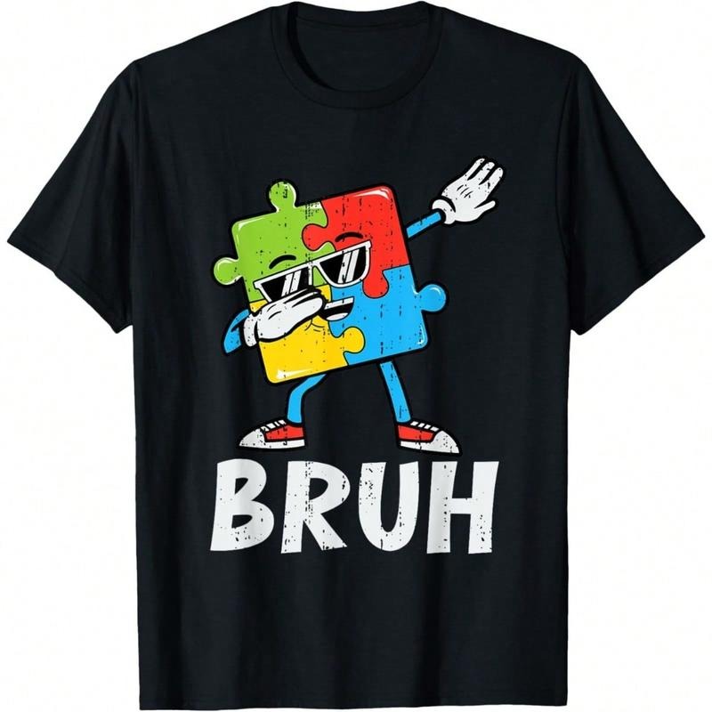 Funny Dabbing Summer T Shirt, Autism Awareness Graphic Tees, Round Neck Short Sleeved Tops Men Clothing Casual Tee Gift...