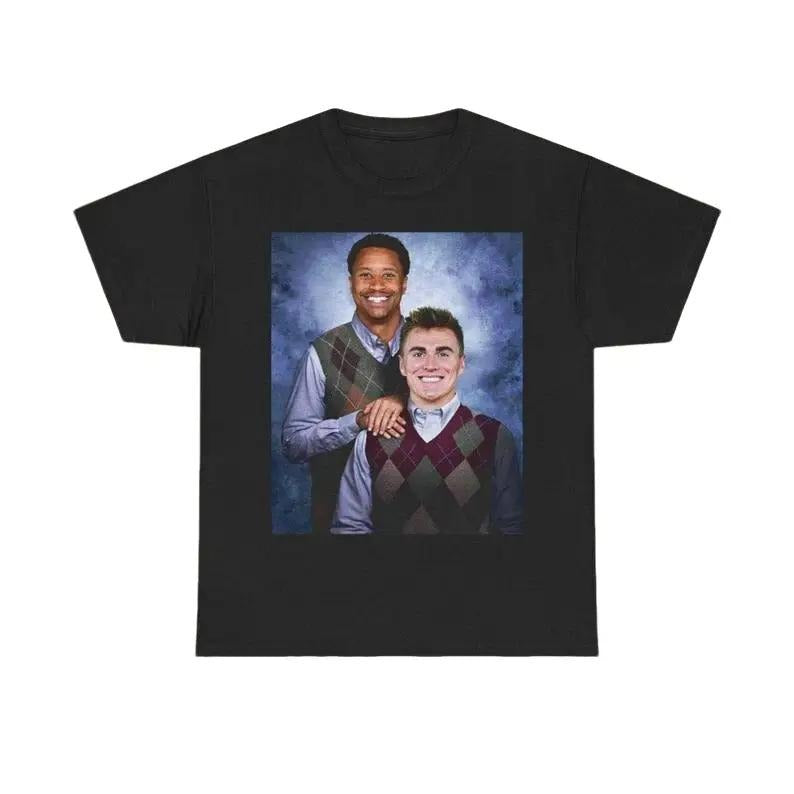 Funny Denver football T-shirt featuring Bo Nix and Courtland Sutton in a Step Brothers
