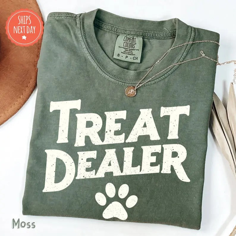 Funny Dog Lover Comfort Colors Shirt - Dog Mom Gift - Treat Dealer T-Shirt, Traditional Womenswear Collar Cotton Fabric...