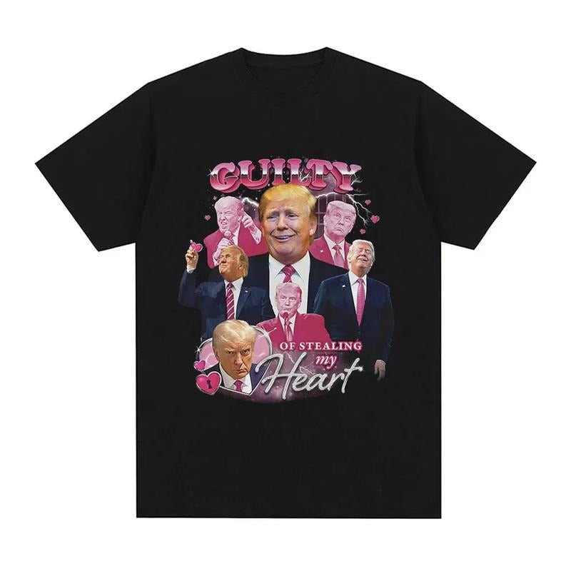 Funny Donald Trump Stealing My Heart Guilty T-shirt  Women's High Quality Soft Casual Short sleeved T-shirt Unisex...