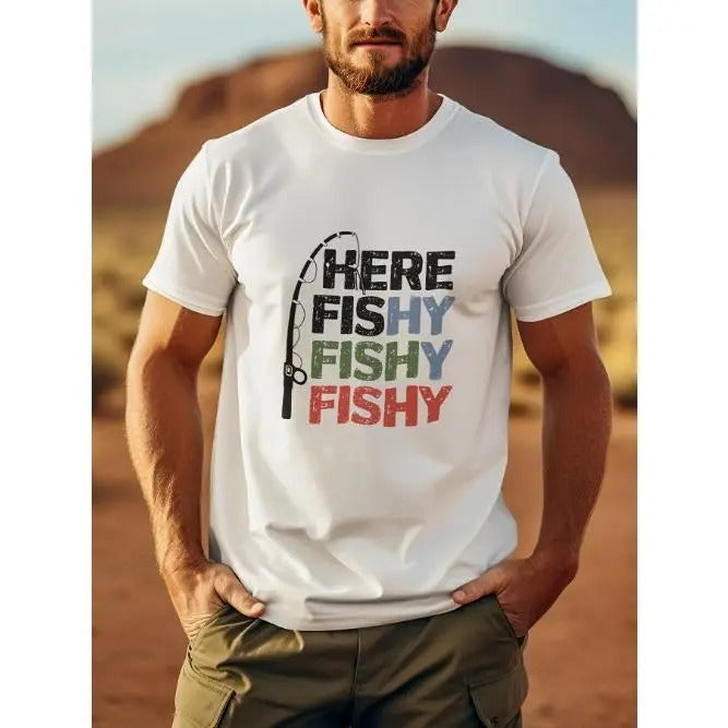 Funny Fishy Print Tee - Soft, Breathable, Round Neck Short Sleeve T-Shirt for Men