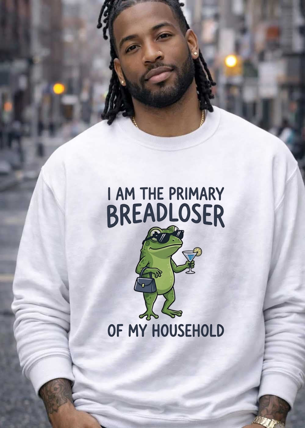 Funny Frog Drinking Cocktail I Am the Primary Breadloser of My Household Shirt