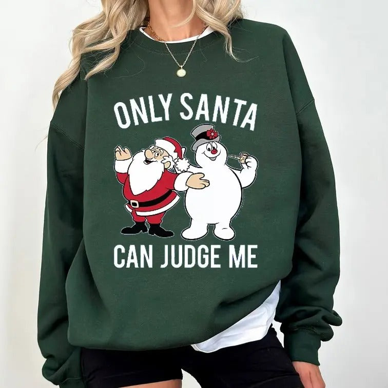 Funny Frosty Shirt, Only Santa Can Judgee Me Shirt, Merry Christmas Sweatshirt, Frosty Snowman Shirt, Cartoon Movie Tee...