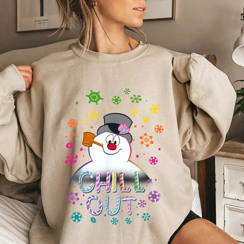 Funny Frosty Shirt, Snowman Christmas Sweatshirt, Frosty Lovers Tee Shirt, Xmas Holiday Shirt, Chill Out Sweatshirt,...