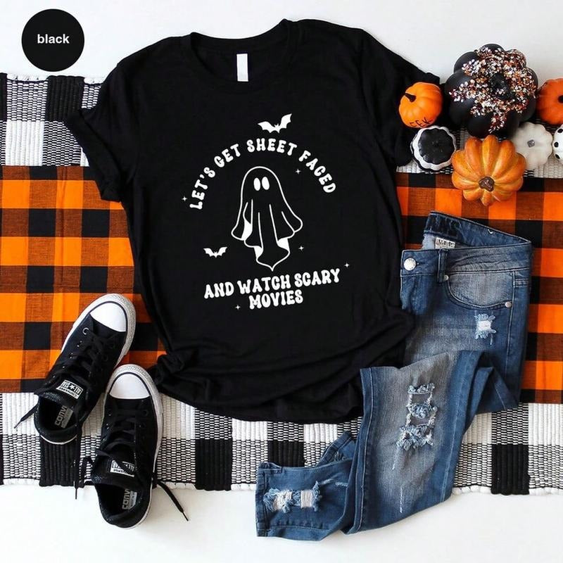 Funny Ghost Shirt, Spooky Season Gift-S, Spooky Face T-Shirt, Happy Halloween Shirt, Halloween Party, Ghost Graphic T-EE,...