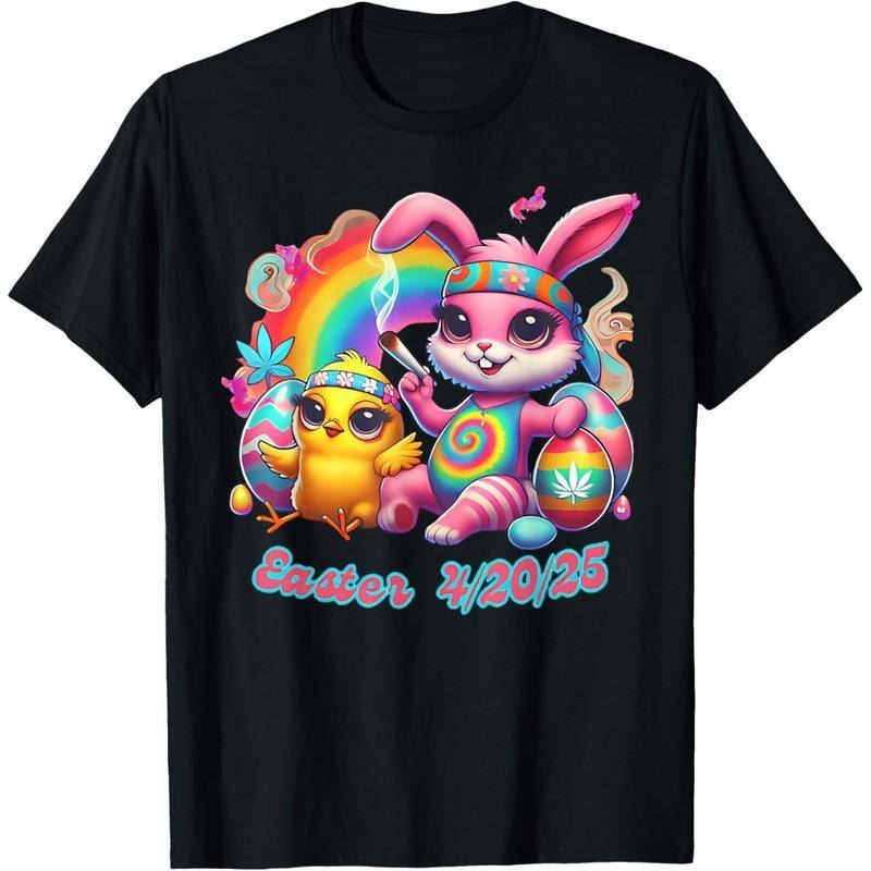 Funny Happy 420 Easter Bunny Chick Smoking Weed Cannabis T-Shirt Hoodie, Sweatshirt | UrbanDripWear.com