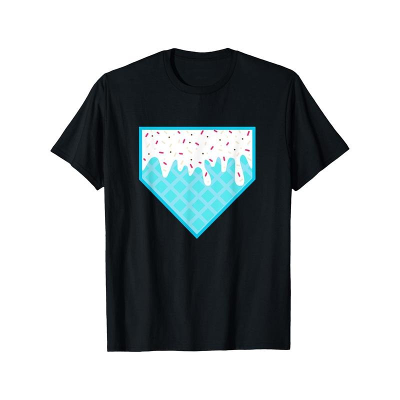 Funny Home Plate Drip - Ice Cream Softball & Baseball Men's T-shirt personality print pattern, casual round neck short...