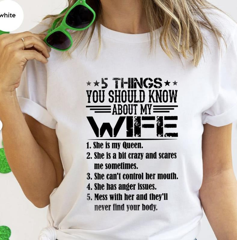 Funny Husband Shirt, Funny Gift For Husband, 5 Things You Should Know About My Wife T-Shirt, Best Husband Shirt,...