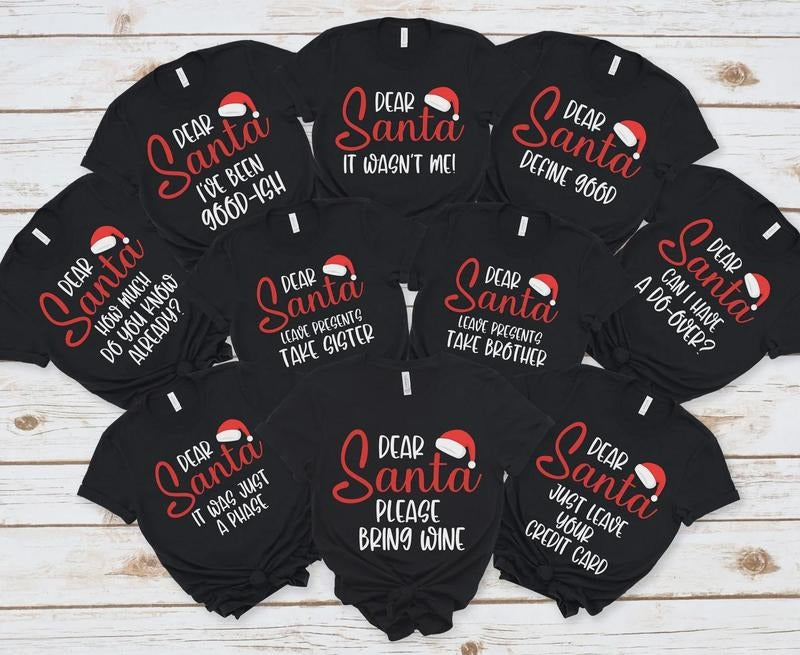 Funny Matching Christmas Shirts, Funny Christmas Tee, Santa Gift Shirt, Kids  Dear Santa Family Tees Hoodie, Sweatshirt